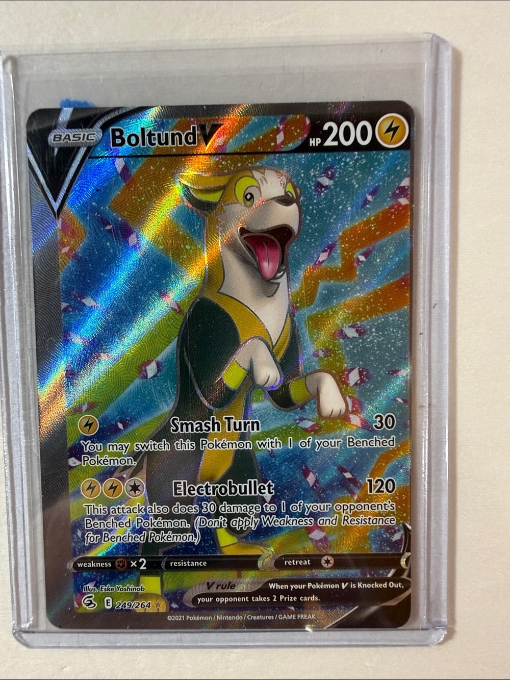 Boltund V Holographic Trading Card - Yellow, Black miss cut